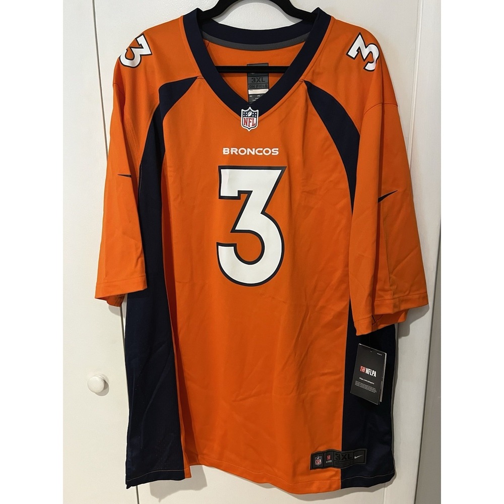 Men's Nike Russell Wilson Orange Denver Broncos‎ NFL Game Jersey Size 3XL